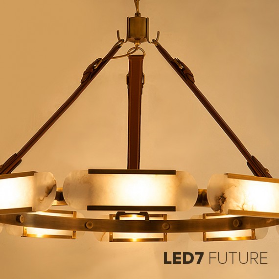 Loft Industry Modern - Marble Oval Disk Chandelier